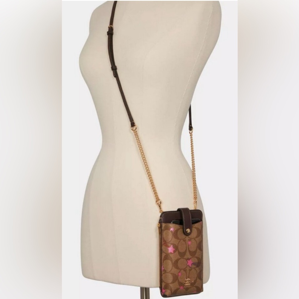 New Coach Tan and Pink Star Crossbody Bag